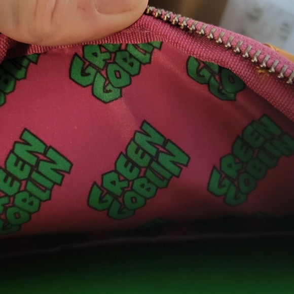 Loungefly Green Goblin faux leather daypack backpack gun metal grey hardware - Picture 12 of 16